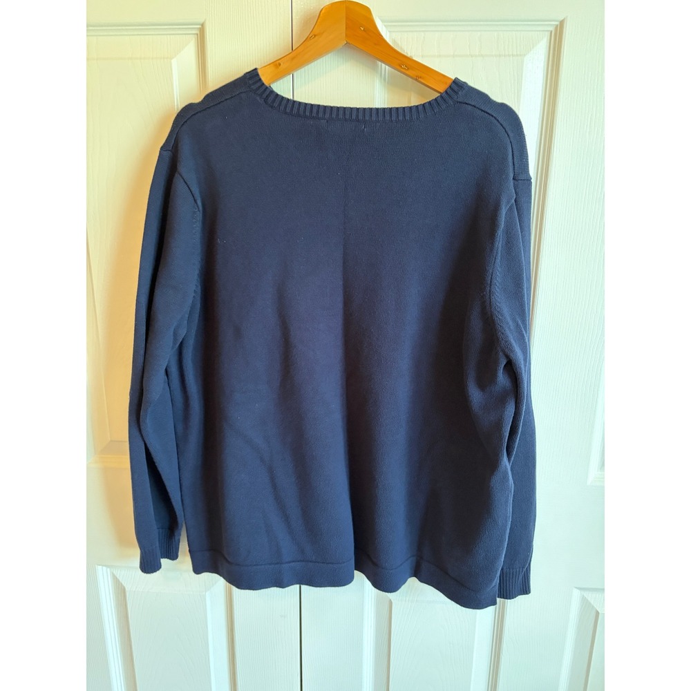 Eddie Bauer Navy Blue Cotton Blend Crewneck Sweater Men XXL Long Sleeve Pullover - Picture 3 of 3